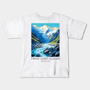 A Pop Art Travel Print of the Franz Josef Glacier - New Zealand Kids T-Shirt